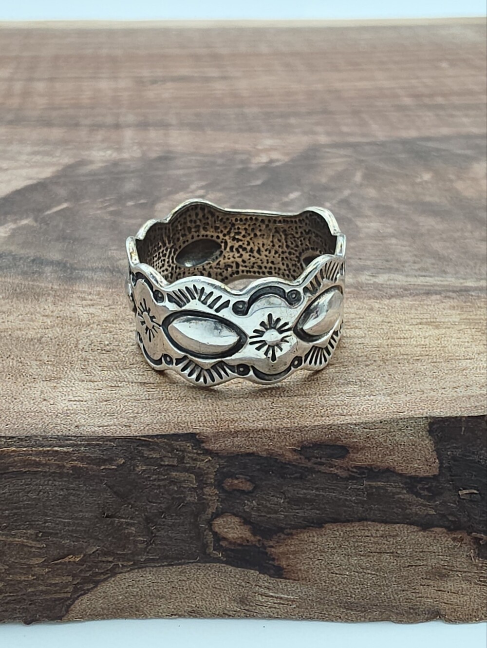 Vintage Shubes Dakota West Southwestern 925 Sterling Silver Cigar Band Ring
